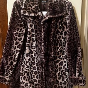 Dennis Basso Animal Print Teddy Jacket